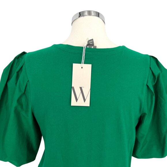 Worthington Puff Sleeve Knit Top Luxury Green Size Medium NWT - Picture 5 of 12